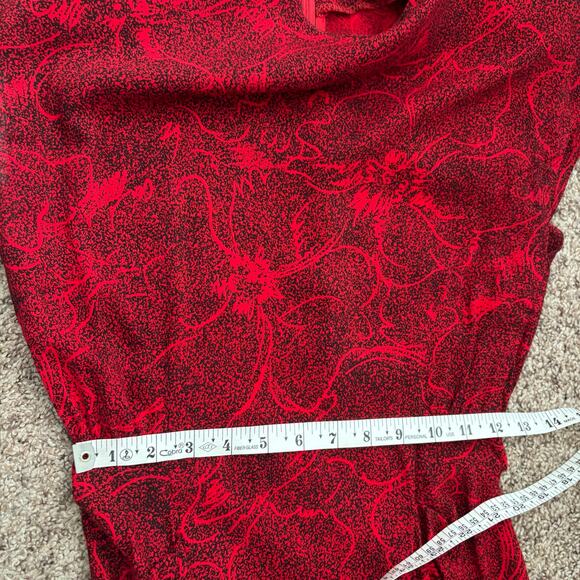 VTG All That Jazz Dress 80s Red Ruched Wiggle Cocktail Bodycon XS Abstract - Picture 14 of 14